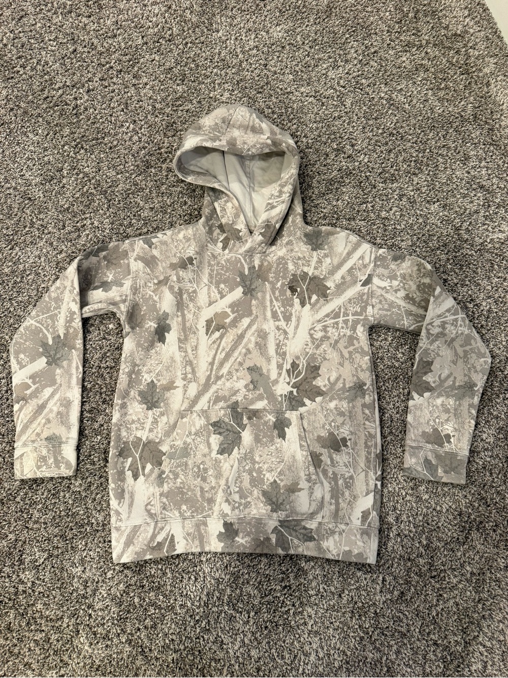 abercrombie kids Gray & White Leaf-Print Hoodie Sweatshirt